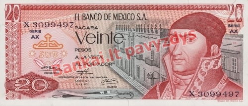 20 Pesų banknoto priekinė pusė