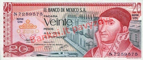 20 Pesų banknoto priekinė pusė