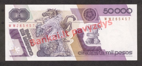 50000 Peso banknoto galinė pusė