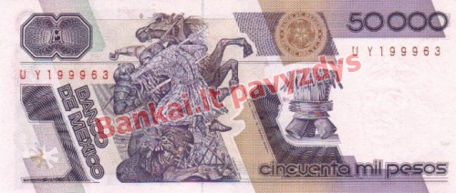 50000 Peso banknoto galinė pusė