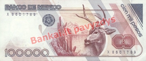 100000 Peso banknoto galinė pusė