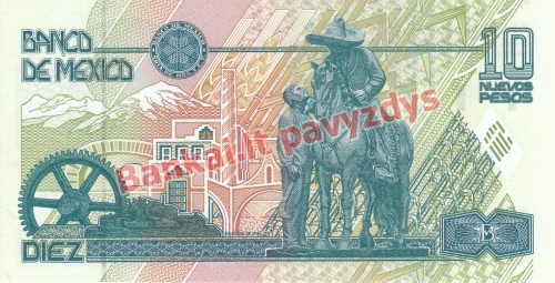 10 Nuevos  banknoto galinė pusė