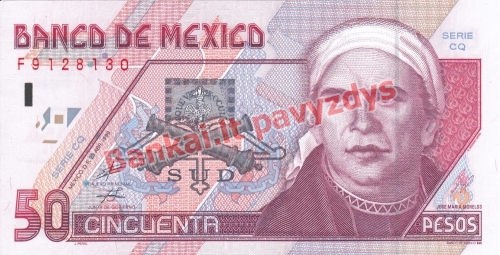 50 Pesų banknoto priekinė pusė