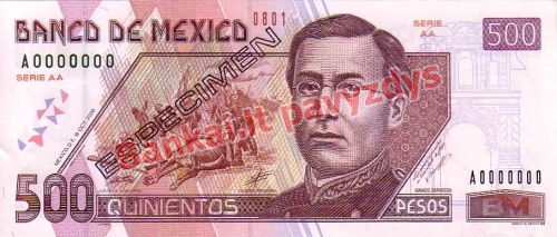 500 Pesų banknoto priekinė pusė