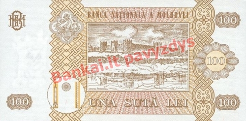 100 Lėjų banknoto galinė pusė