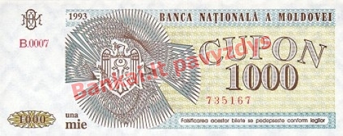 1000 Kuponų banknoto priekinė pusė
