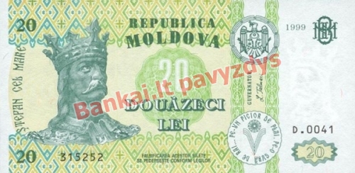 20 Lėjų banknoto priekinė pusė