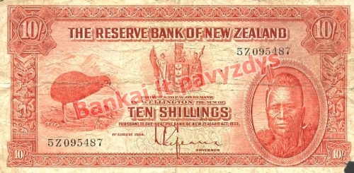 10 Šilingų banknoto priekinė pusė