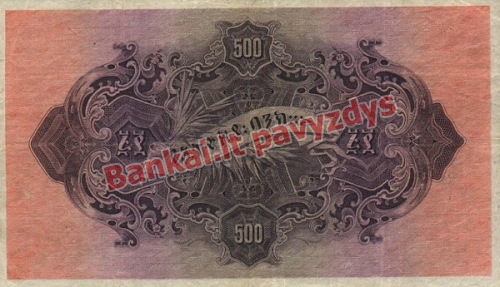 500 Talerių banknoto galinė pusė