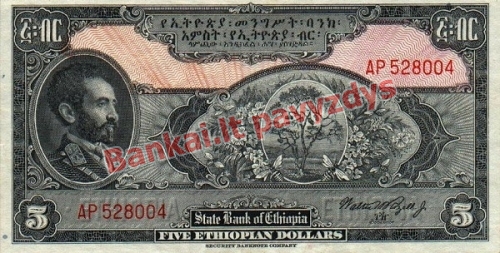 5 Dolerių banknoto priekinė pusė