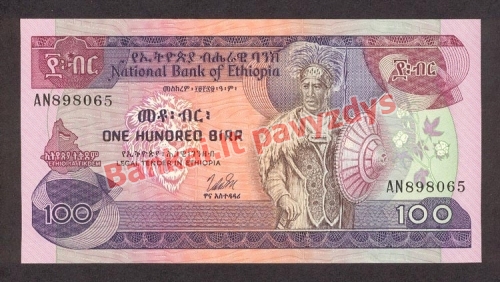 100 Birų banknoto priekinė pusė