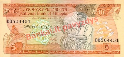 5 Birų banknoto priekinė pusė