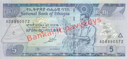 5 Birų banknoto priekinė pusė