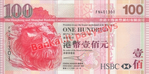 100 Dolerių banknoto priekinė pusė