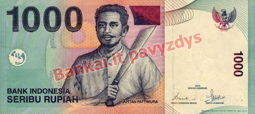 1000 Rupijų banknoto priekinė pusė