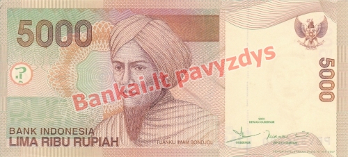 5000 Rupijų banknoto priekinė pusė