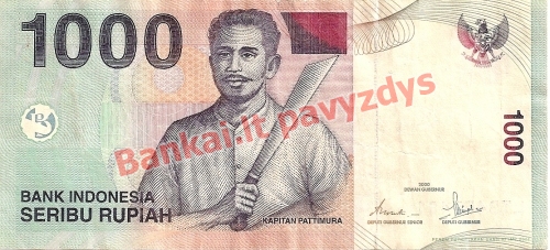1000 Rupijų banknoto priekinė pusė
