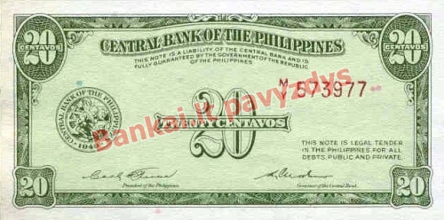 20 Centavų banknoto priekinė pusė