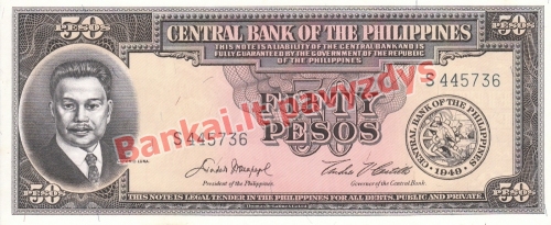 50 Pesų banknoto priekinė pusė