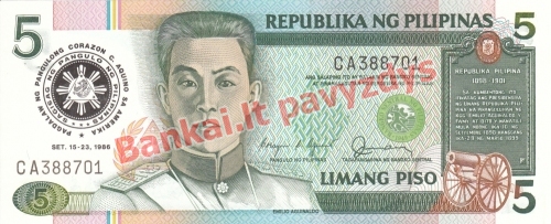 5 Pisų banknoto priekinė pusė