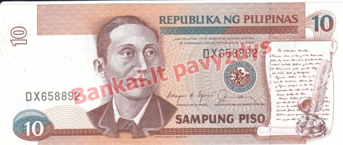 10 Pisų banknoto priekinė pusė