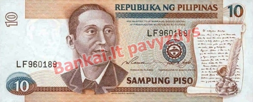 10 Pisų banknoto priekinė pusė