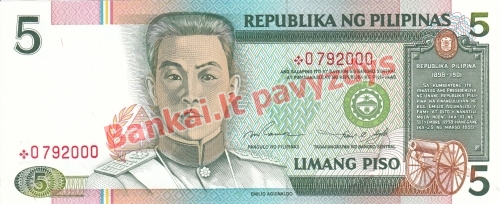 5 Pisų banknoto priekinė pusė