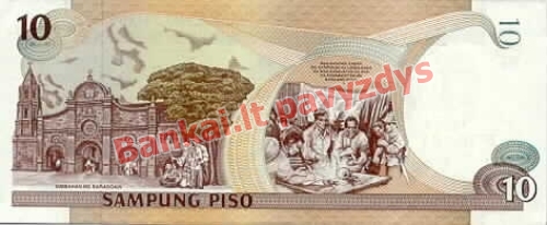 10 Pisų banknoto galinė pusė