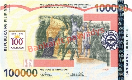 100000 Pisų banknoto priekinė pusė