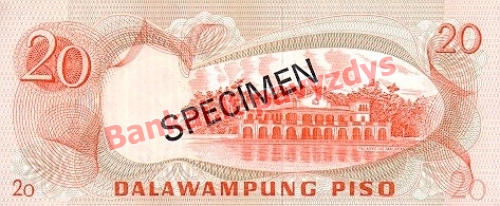 20 Pisų banknoto galinė pusė