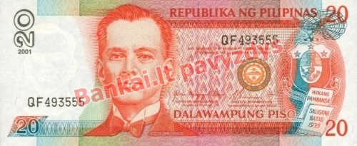 20 Pisų banknoto priekinė pusė