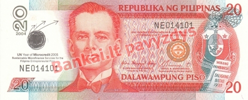 20 Pisų banknoto priekinė pusė