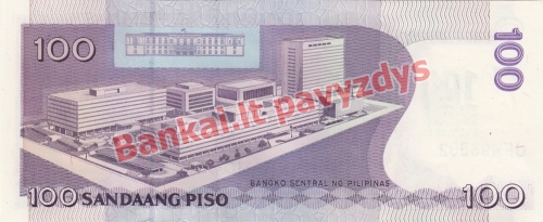 100 Pisų banknoto galinė pusė