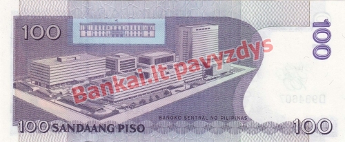 100 Pisų banknoto galinė pusė