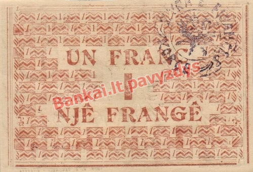 1 Franko banknoto galinė pusė