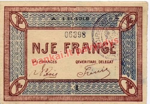 1 Franko banknoto priekinė pusė