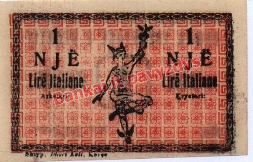 1 Itališkos liros banknoto priekinė pusė