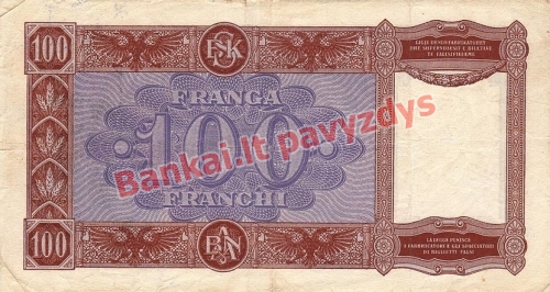 100 Franka  banknoto galinė pusė