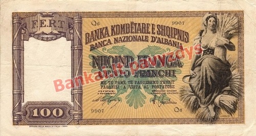 100 Franka  banknoto priekinė pusė