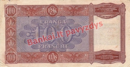100 Franka  banknoto galinė pusė