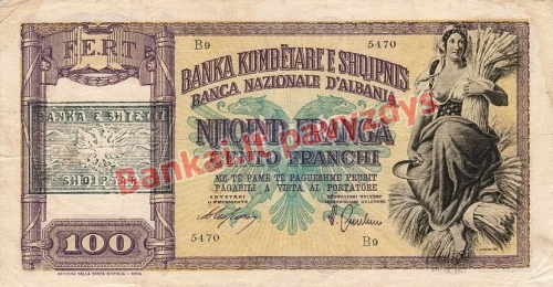100 Franka  banknoto priekinė pusė