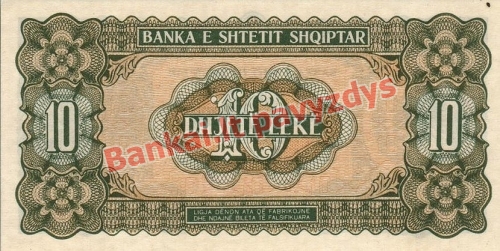 10 Lekų banknoto galinė pusė