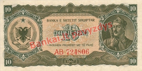 10 Lekų banknoto priekinė pusė