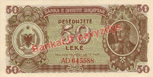 50 Lekų banknoto priekinė pusė