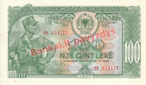 100 Lekų banknoto priekinė pusė