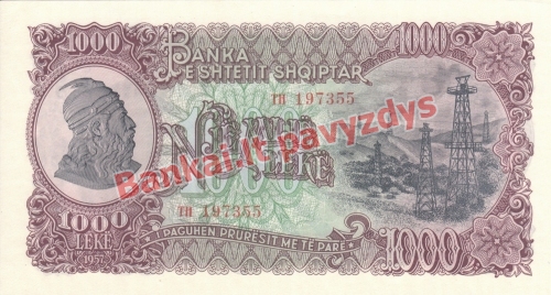 1000 Lekų banknoto priekinė pusė