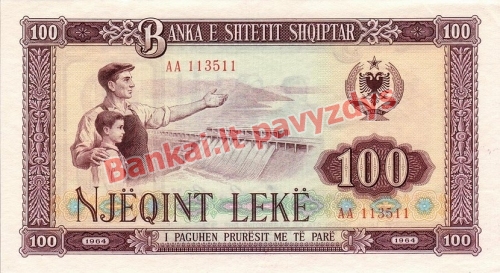 100 Lekų banknoto priekinė pusė