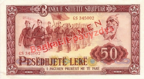 50 Lekų banknoto priekinė pusė