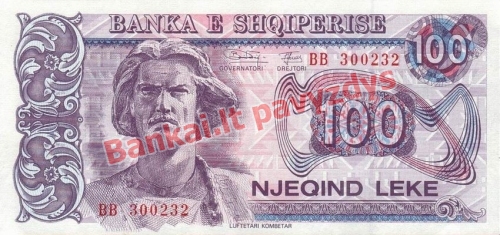 100 Lekų banknoto priekinė pusė