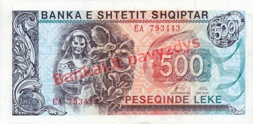 500 Lekų banknoto priekinė pusė